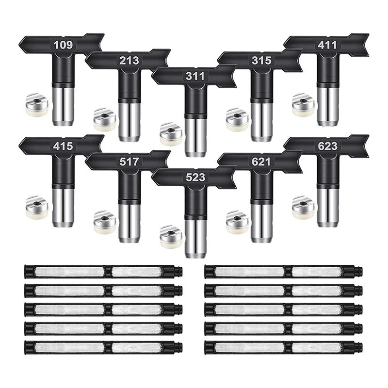 

10Pcs Spray Tips Airless Paint Sprayer Nozzle Tip Reversible Spray Tip And Filter For Airless Sprayer Accessories