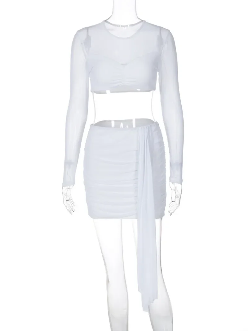 Женская одежда сетчатые лоскутные бандажные платья из двух предметов одинаковые