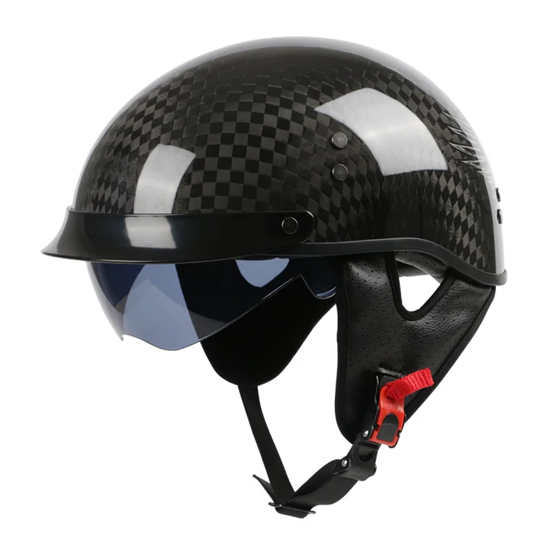 

Genuine Carbon Fiber Motorcycle Helmet Half Face Helmet Helmet Vintage Retro Cascos Para Moto Scooter Cruiser Chopper Casco