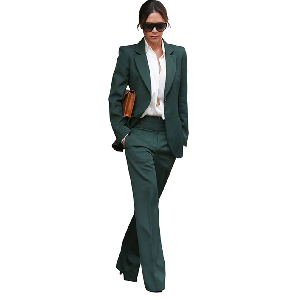 Wedding Pants Suits for Women 2 Pieces Tailored Collar Jacket Elegant Straight Pants Formal Business Office Workwear Suits 2022