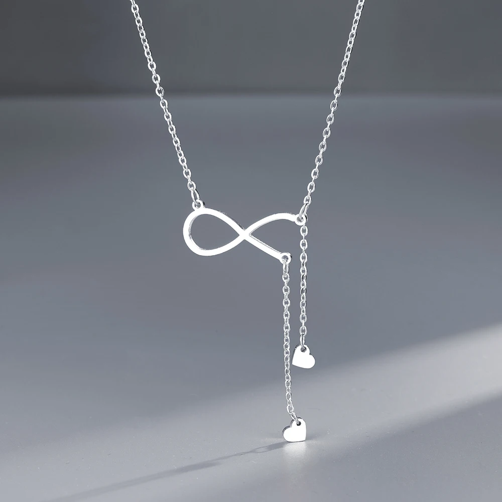 Ожерелья из нержавеющей стали символ бесконечности кисточка милое сердце