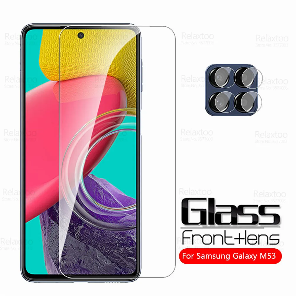 

Закаленное стекло 2To1 для камеры Samsung Galaxy M53, стеклянный протектор экрана Sumsung M 53 53M 5G 6,7 дюйма, защитная крышка, пленка