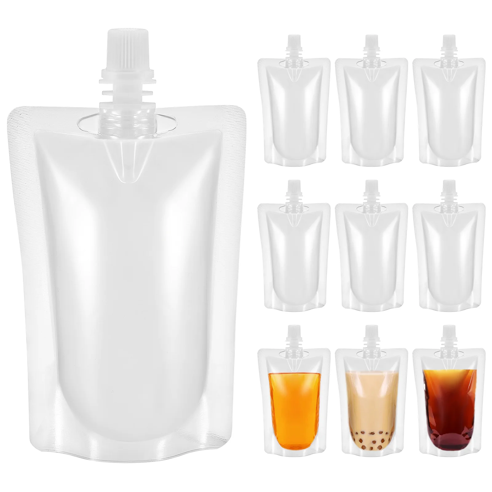 

50 Pcs Plastic Flask Portable Water Kettle Spout Pouch Reusable Drink Pouches Rum Runners Cruise Travel Container