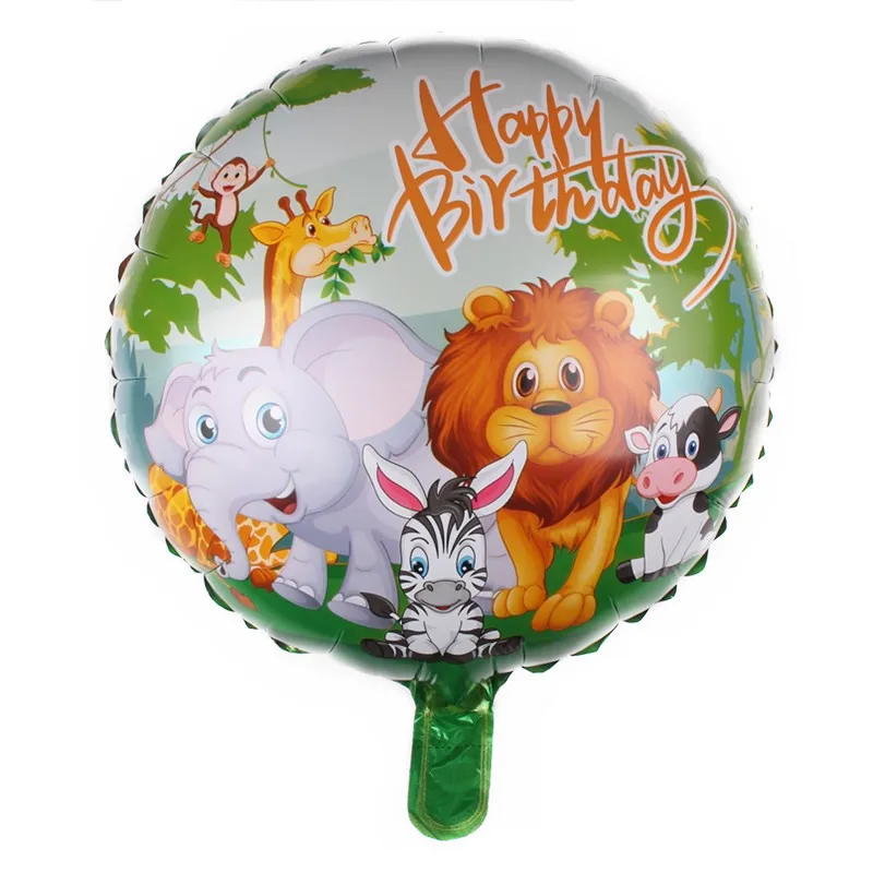 

10pcs 18inch Happy Birdhday Animal Balloons Jungle Birthday Party Decorations Supplies Kids Anniversaire Foil Ballon