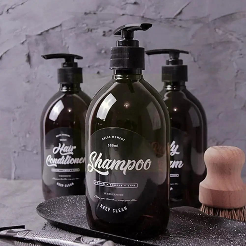 

500ml Nordic Style Brown Bath Refillable Bottle Shower Gel Dispenser Mousses Liquid Foam Shampoo Container Soap Bottles U9q9
