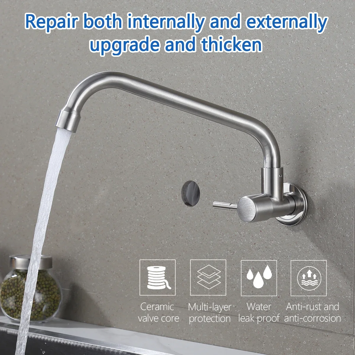 Смеситель из нержавеющей стали настенный кран для кухни G1/2