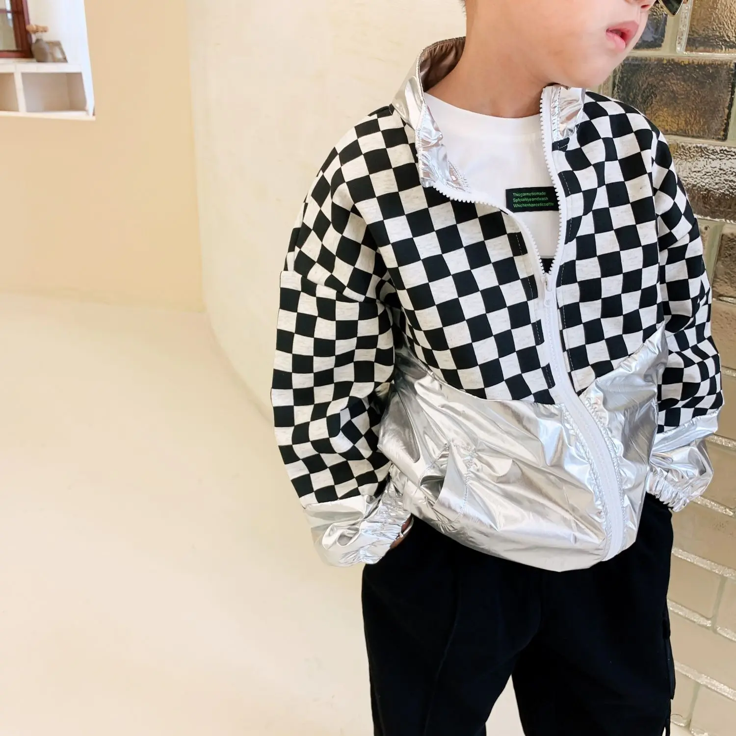 Spring and Autumn New Design Boutique Boy Plaid Color Contrast Coat Children's Casual Comfortable High Quality Clothing