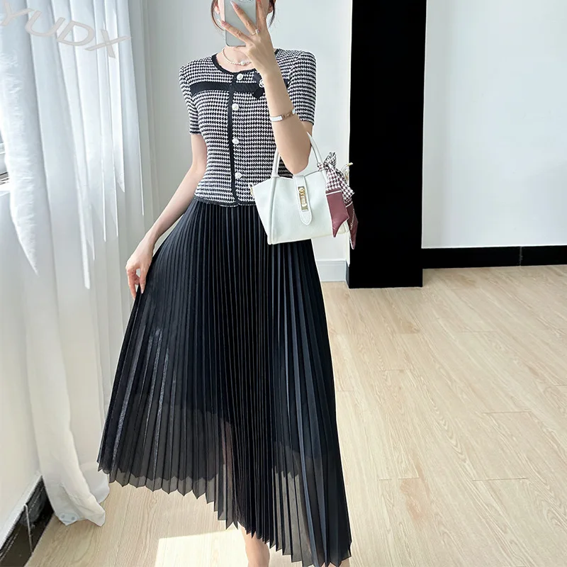 

Женское плиссированное платье-трапеция YUDX Miyake, элегантное плиссированное платье-двойка в стиле ретро, лето 2023