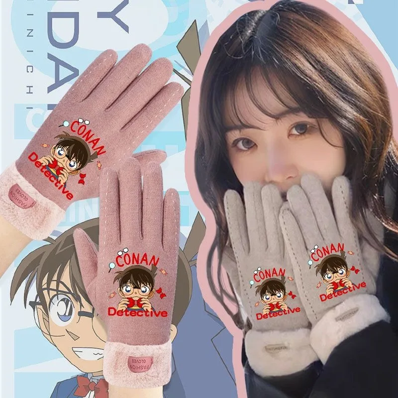 Новый конан милые студенческие теплые бархатные утолщенные перчатки с героями
