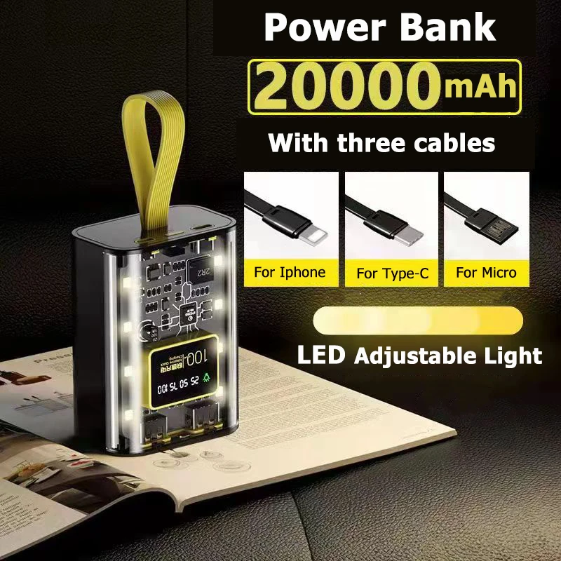 

20000mAh Power Bank Quick Charge Large Capacity Fast Charging Portable Powerbank for Xiaomi IPhone 11 12 13 14Pro Free Shipping