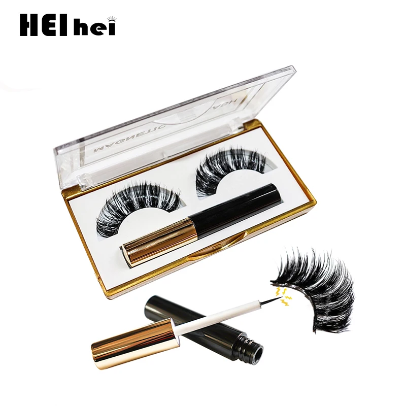 

3D Magnetic False Eyelashes 3 pairs Magnet Eyeliner Mink Fake Eyelash Waterproof Liquid Tweezers Set Long Lasting Eyelash Makeup