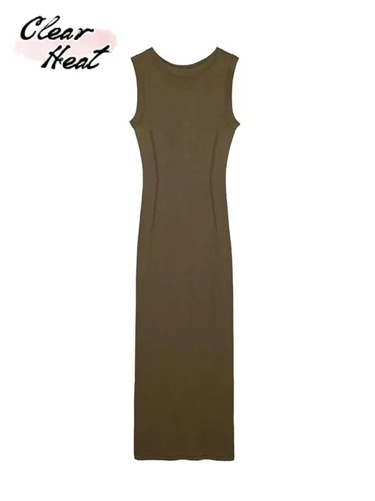 

Женское сексуальное однотонное платье средней длины с запахом на талии, летнее повседневное облегающее платье без рукавов, модное женское однотонное зеленое Клубное вечернее платье