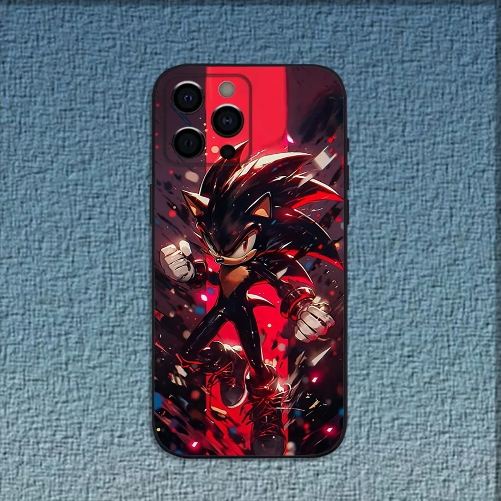 S-Sonic H-Hedgehog чехол для телефона iPhone 16 15 14 13 12 11 Pro X XS Max XR Plus Mini мягкий черный Чехол