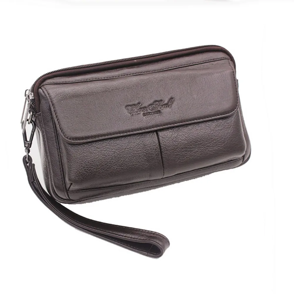 

Men's Fashion Leather Business Clutch Wrist Bag Mobile Phone Cigarette Handy Bags Wallet Vintage Hand bags