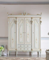 Court French solid wood painting 1.6m wardrobe European villa bedroom carved cabinet four-door furniture