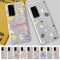 bandai sailor moon phone case for samsung a51 a52 a71 a12 for redmi 7 9 9a for huawei honor8x 10i clear case