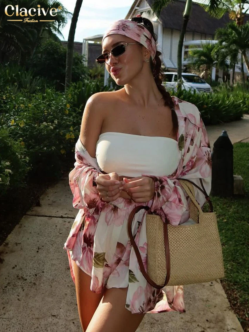 Clacive Fashion Свободный комплект из 2 предметов с принтом Женский наряд 2024 Элегантная