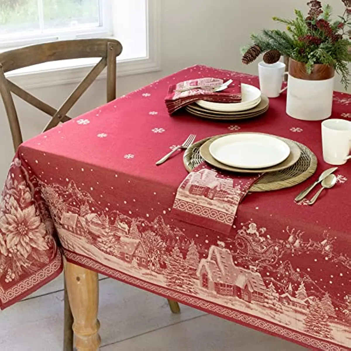 

Christmas Decoration Linen Rectangular Tablecloths Dining Decor Christmas Story Tablecloth for Table Party Navidad Decoration