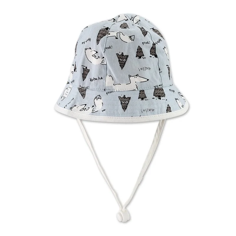 Baby Beach Sun Hat Cartoon Printing Cotton Baby Panama Sun Cap Soft Outdoor Baby Boy Girl Fisherman Hat
