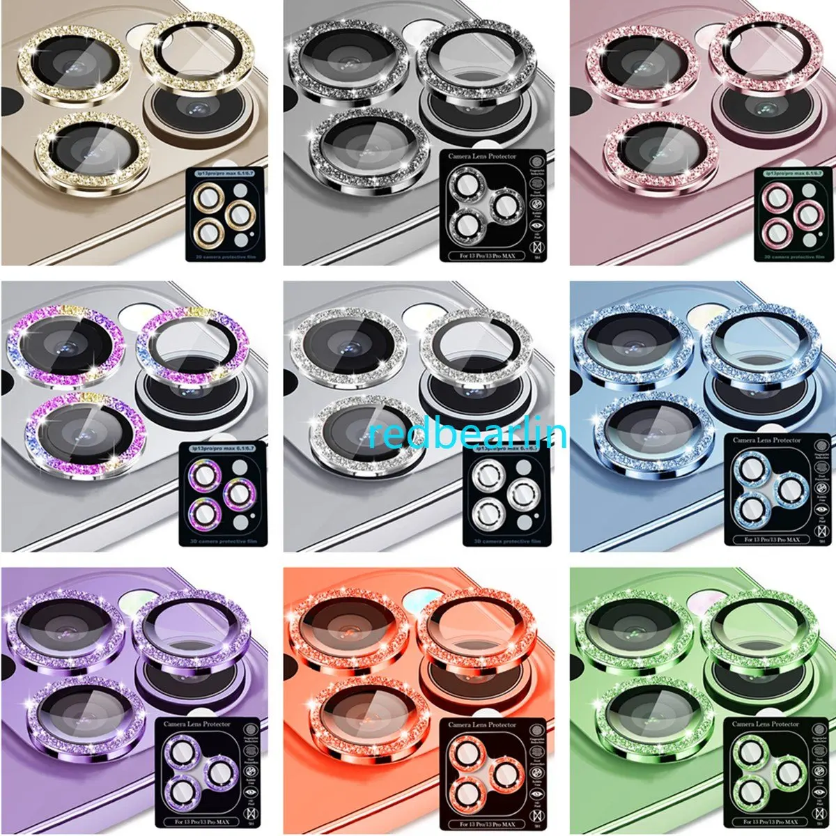 20pcs Bling Diamond Camera Lens Protector For iphone 11 12 13 mini 14Pro 14Pro max Lens Cover Protective Decorations Sticker