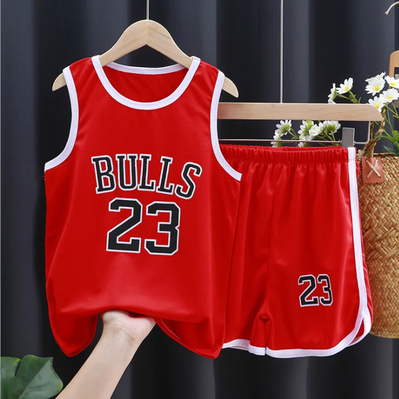 

Boys Sports Basketball Clothes Suit Summer Children's Fashion Leisure Vest Shorts 2pcs Toddler Boy Short Sleeve Suit For 2-10Y