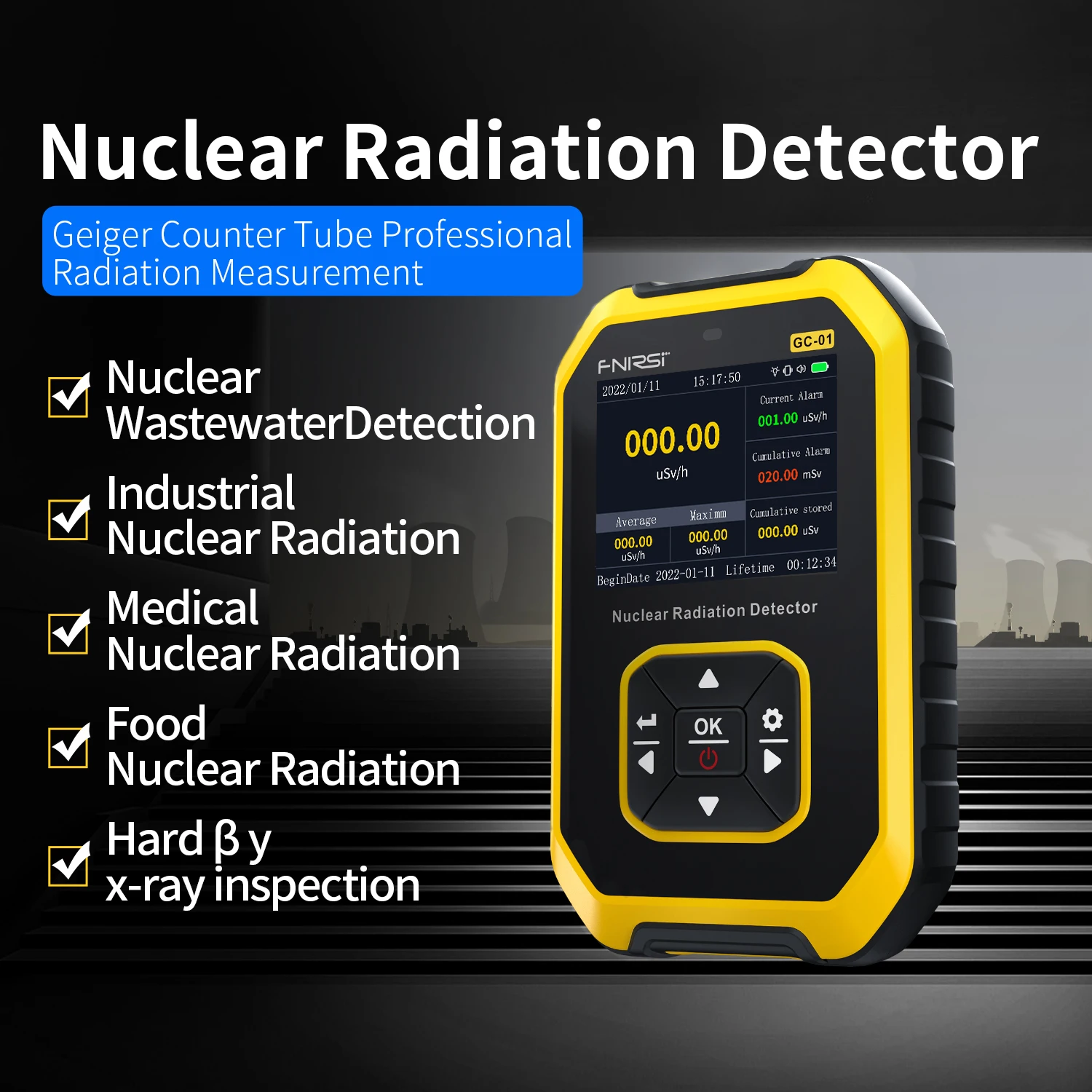 GC01 Nuclear Radiation Detector Professional Marble Radiation Ionization Personal Dose Alarm Geiger counter Radioactive Tester