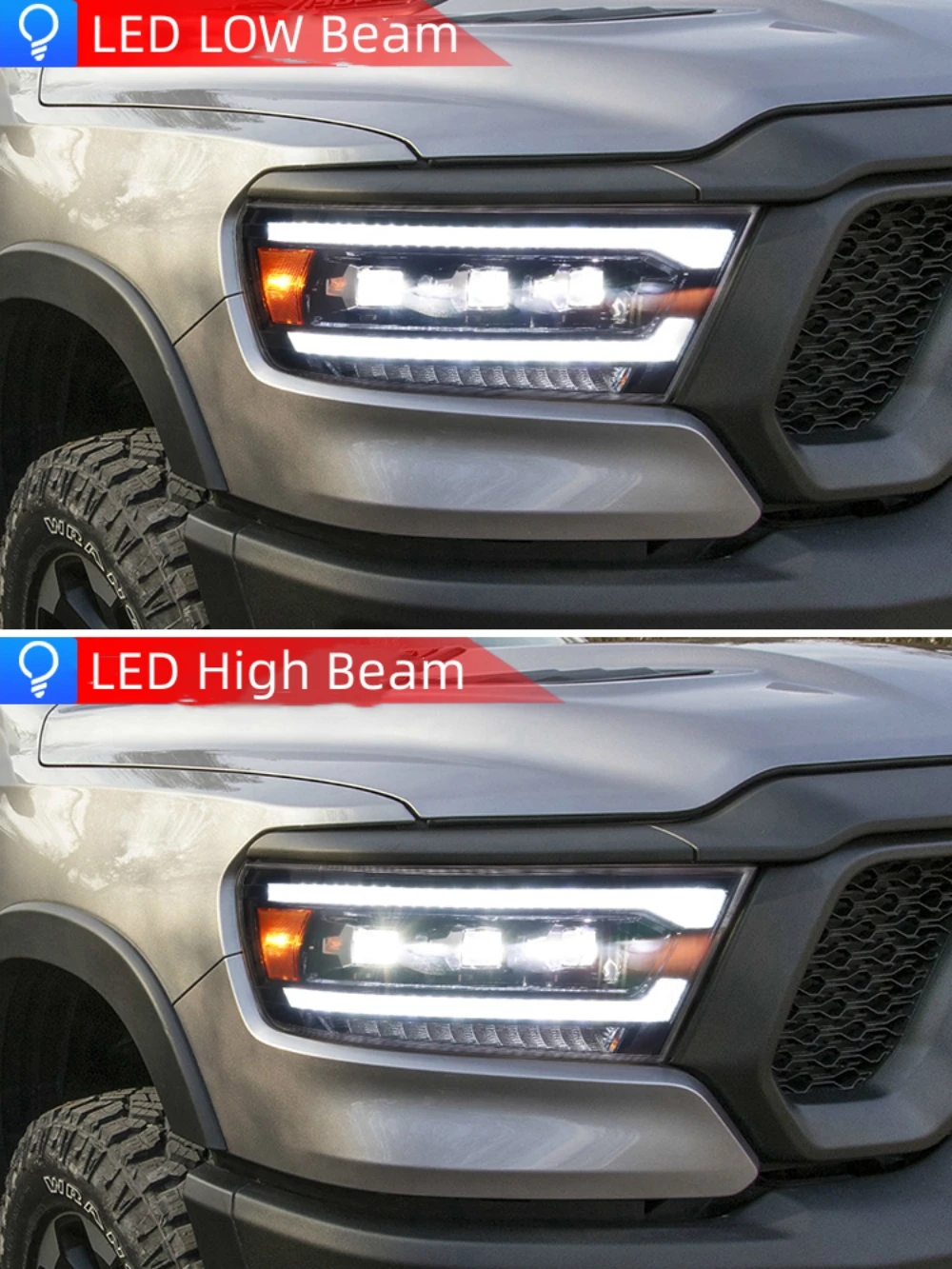 Новый дизайн с полностью светодиодными фарами в сборе для Dodge Ram 1500 2019-2021