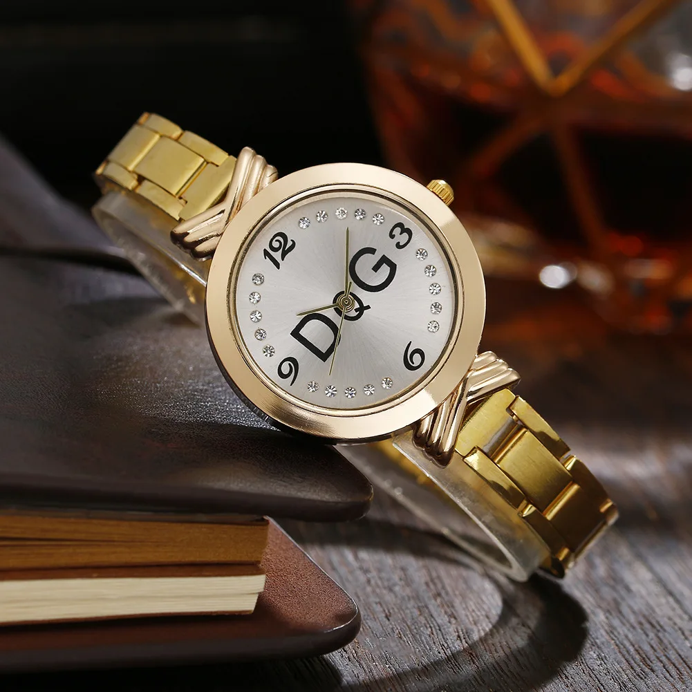 Reloj Mujer Fashion Luxury Brand DQG Wome Watches Ladies Rhinestone Gold Stainless Steel Dress Quartz Watches Kobiet Zegarka