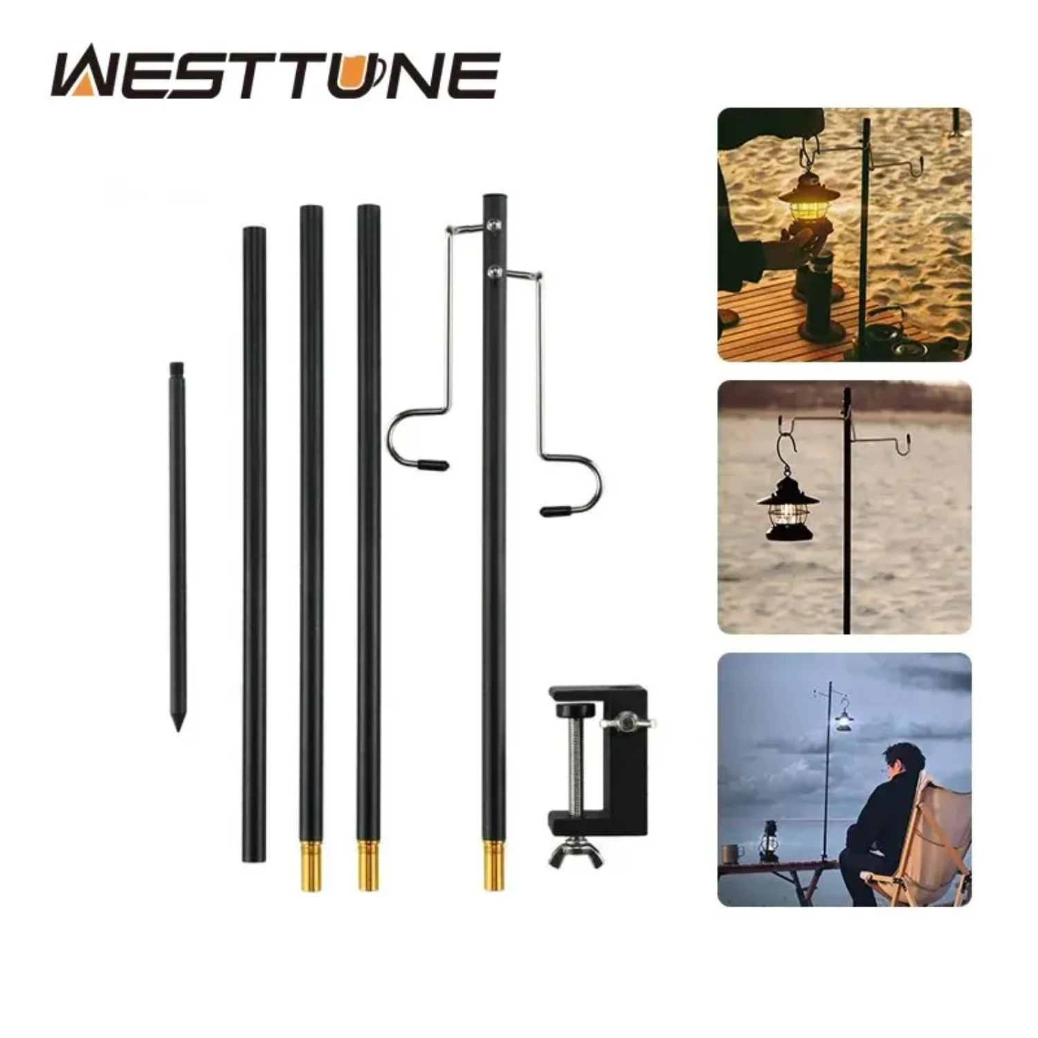 WESTTUNE 4-секционная подставка для фонаря кемпинга съемный фонарь из алюминиевого