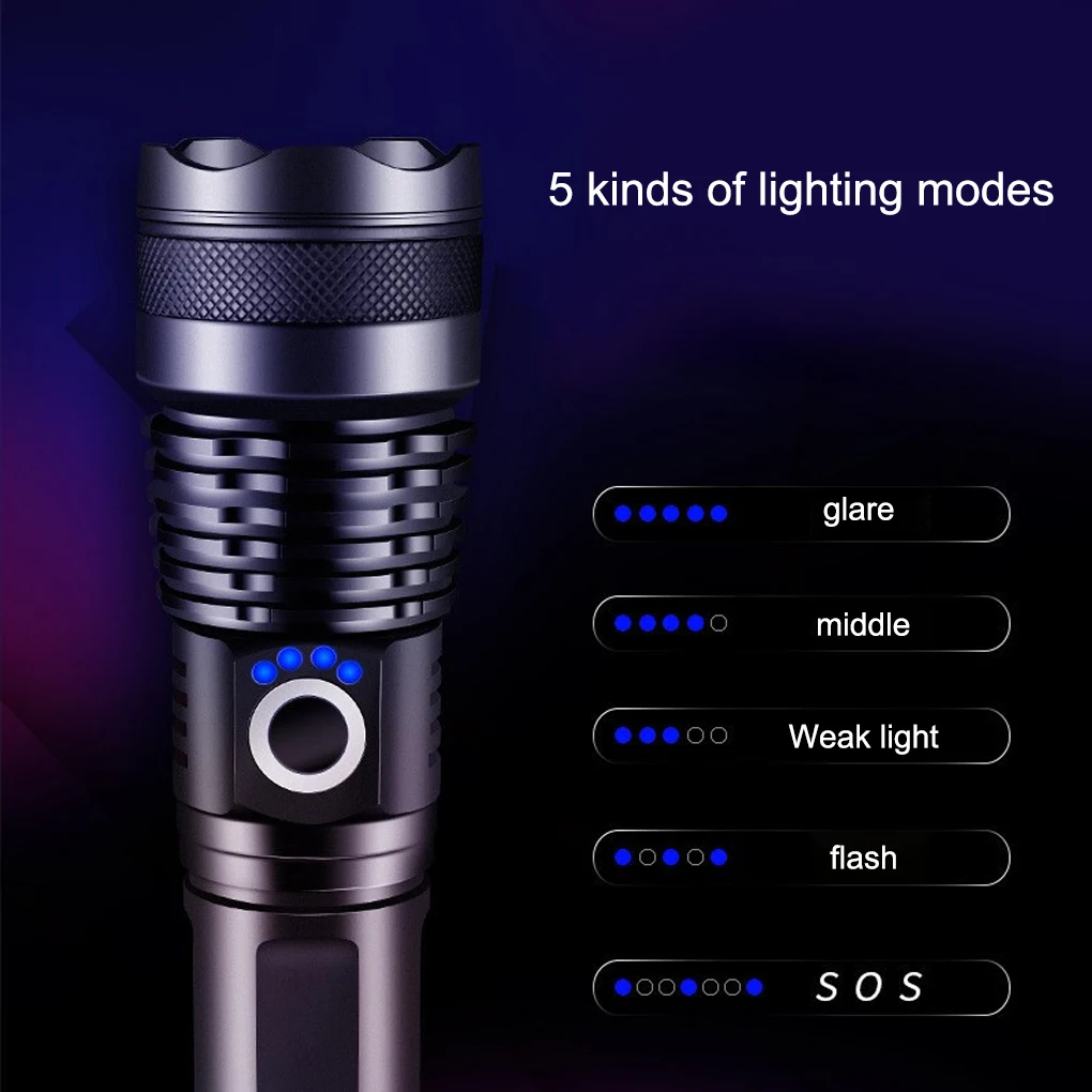 

XHP50 Flashlight Outdoor Adjustable LED Torch Retractable Zoomable Lighting Rechargeable Hunting Security Lantern