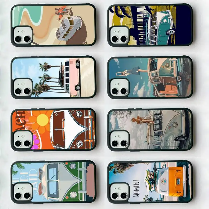 

Combi Van Surf Phone Case Silicone PC+TPU Case for iPhone 11 12 13 Pro Max 8 7 6 Plus X SE XR Hard Fundas