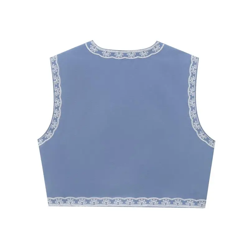 Летняя женская жилетка TRAF новинка 2024 тонкий кардиган с вышивкой модный