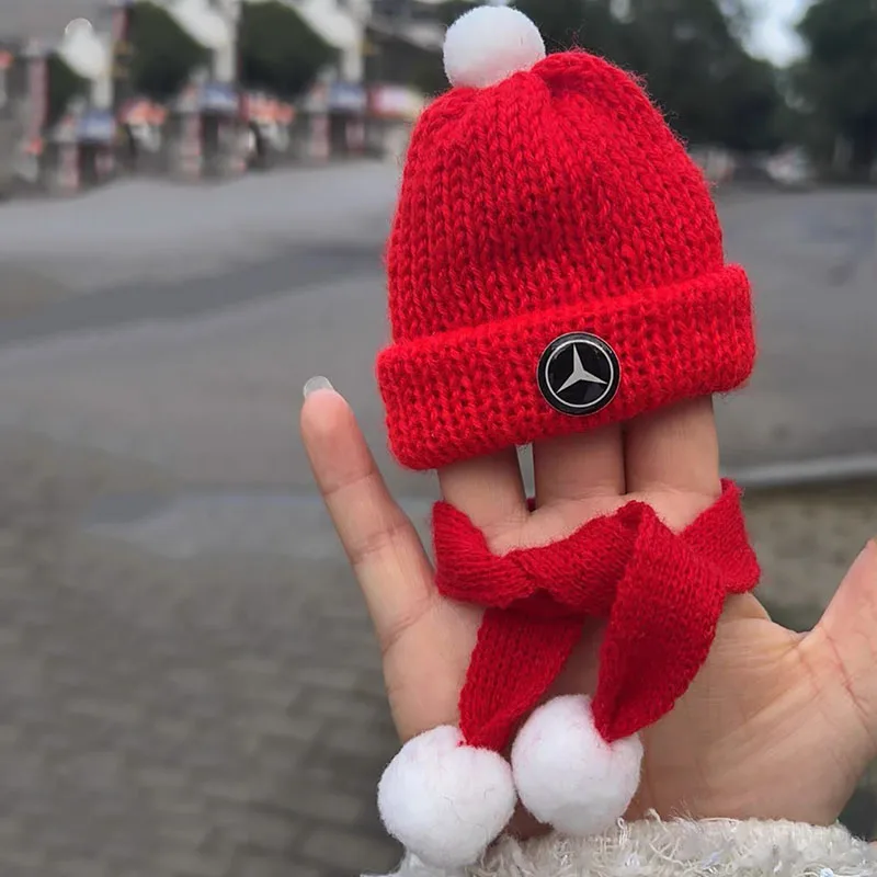 

Мини-Рождественская вязаная шапка из плюшевой пряжи, шарф, шапка, украшение для Mercedes Benz Maybach C E S Class W126 W217 W220 W221 W222 W240