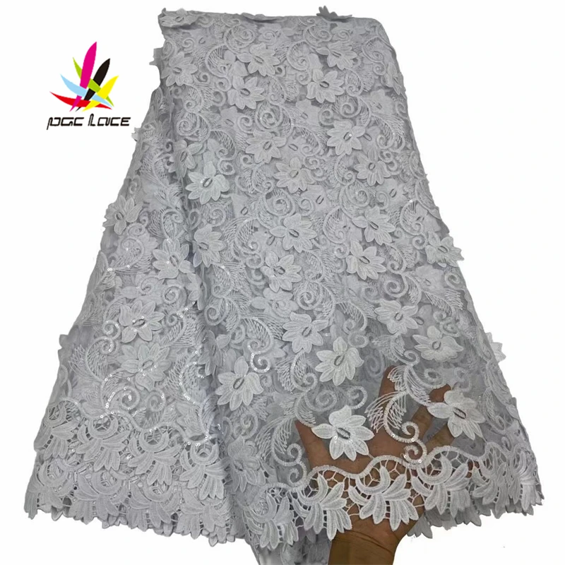 NEW African Lace Fabric for Nigeria Woman Dress Party Wedding Dress lace fabric sewing 5yards with Flowers Hot Sale Mesh Tulle