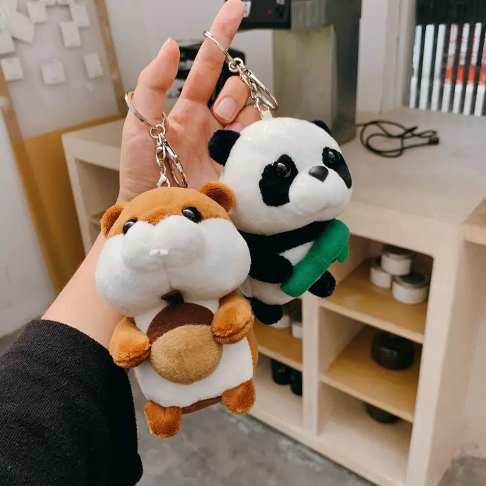 

Cute Panda Pendant Cartoon Animal Creative Key Chain Plush Stuffed Toy Charms Cat Mouse Squirrel Bag Decoration For Women Men