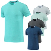 comfortable gym shirts reflective men running workout training outdoor quick drying sports bodybuilding polyester short sleeves