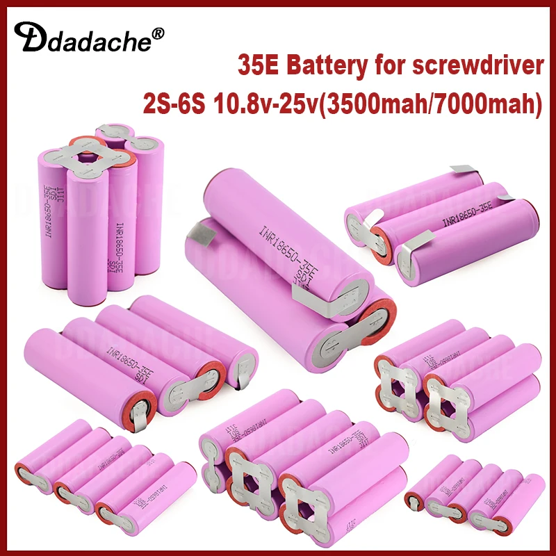 

18650 35E 3500mAh 7000mAh 30amps 3S 4S 5S 6S 8S 7.4V 12.6V 14.8V 18V 25.2V 29.6V for Screwdriver Batteries Weld Battery Pack