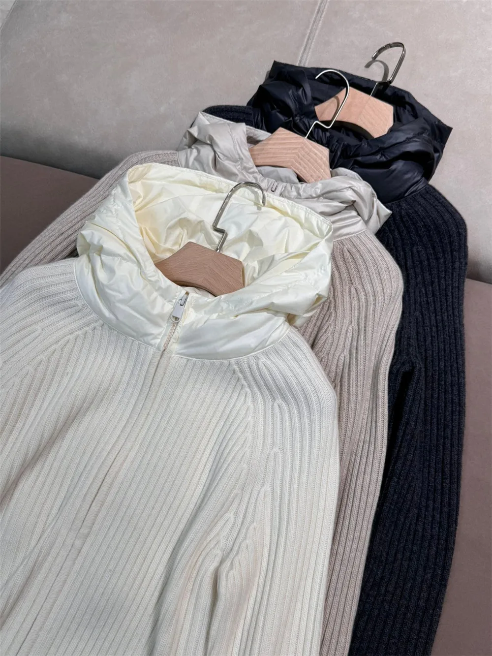 Женский вязаный кашемировый свитер с капюшоном пальто кардиган на молнии