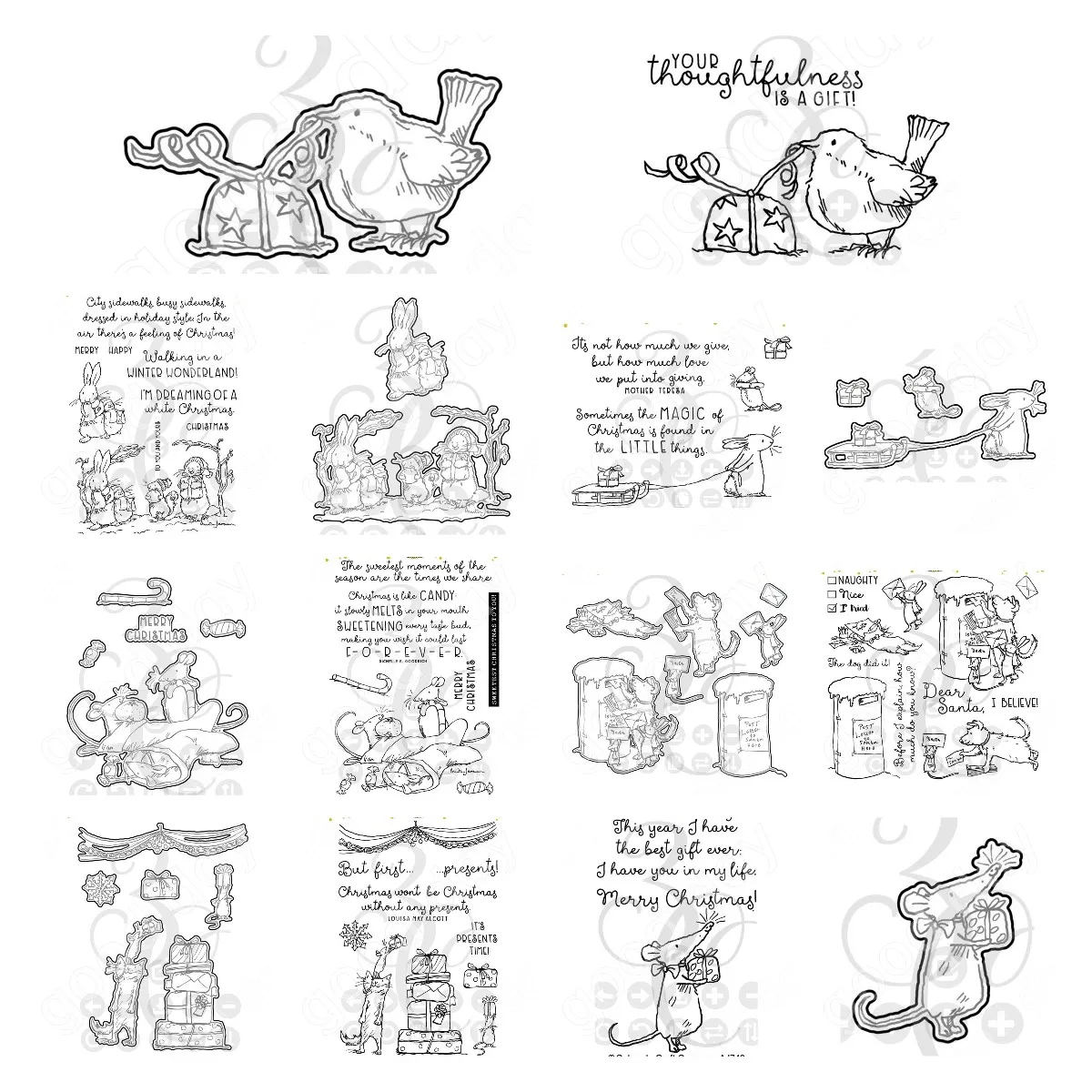 

Bird Rabbit Mouse Cutting Dies and Stamps Scrapbook Diary Decoration Embossing Template Diy Greeting Card Handmade 2022 New