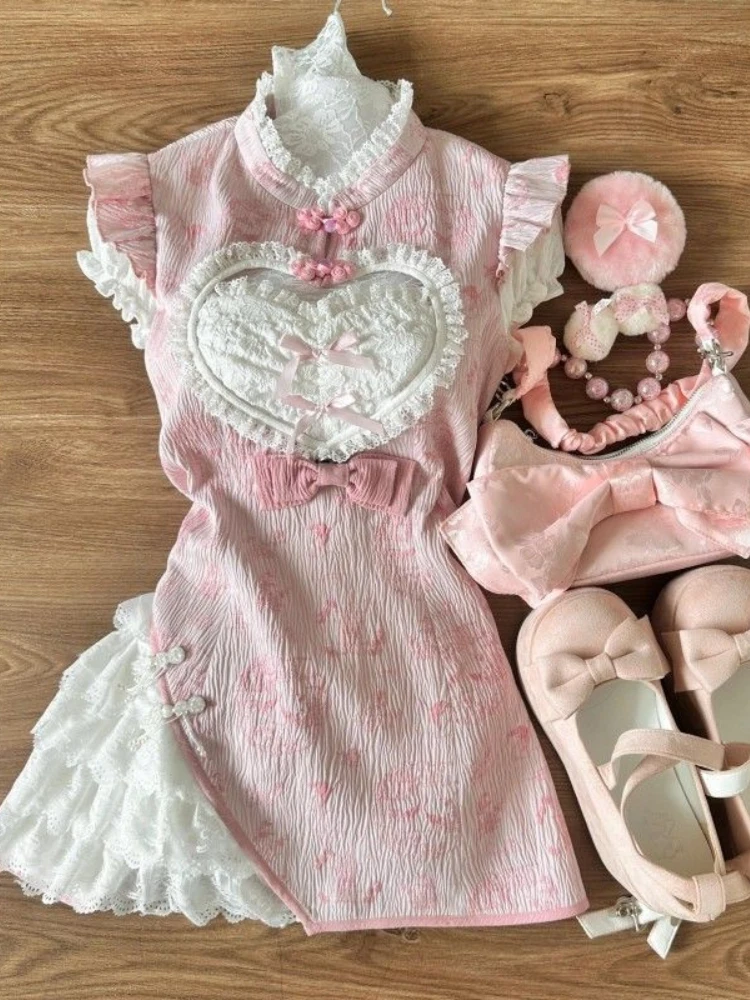 Женское платье sleepy bunny розового цвета из хлопка