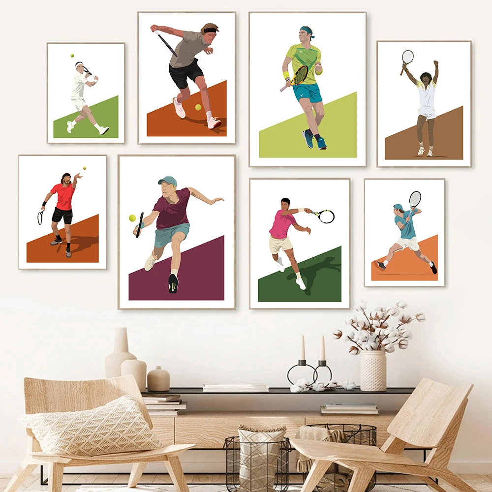 Современный скандинавский минималистичный теннисист мультяшная иллюстрация