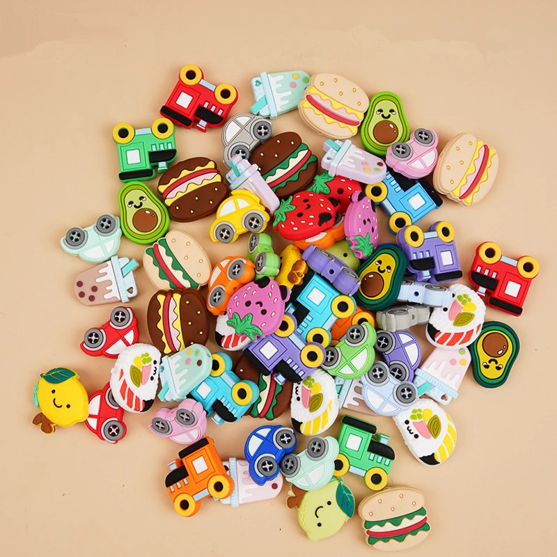 

50pcs Animal Silicone Beads BPA Free Food Grade Silicone DIY Pacifier Chain Beads Bulk Newborns Teething Toys Jewelry Accessorie