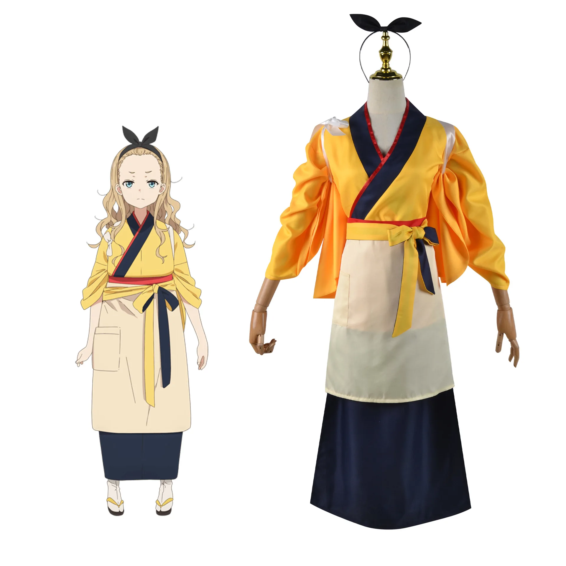 

Anime Lycoris Recoil Cosplay Costume Nishikigi Chisato Inoue Takina Cosplay Japanese Yellow Coffee Kimono Dresse Halloween Suits