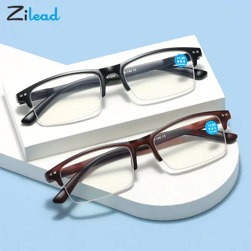 

Zilead Half Frame Reading Glasses Women Men Anti Blue Light Ultralight Presbyopia Eyeglasses Unisex Computer Reading Eyewear+1+4