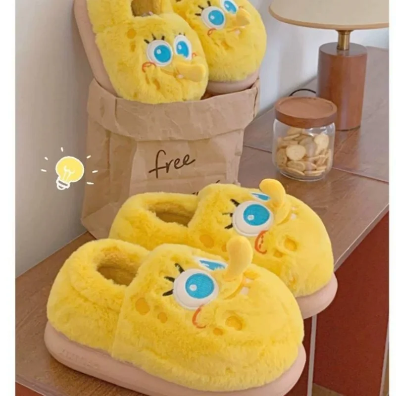Кавайные тапочки для пар с героями мультфильмов аниме Губка Боб сохраняющие