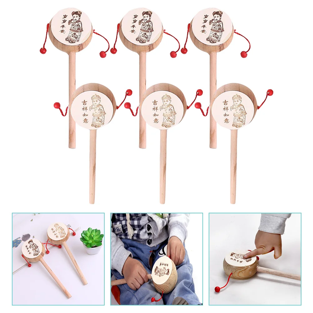 6 шт. погремушки детские игрушки барабан ручные барабаны для детей печать