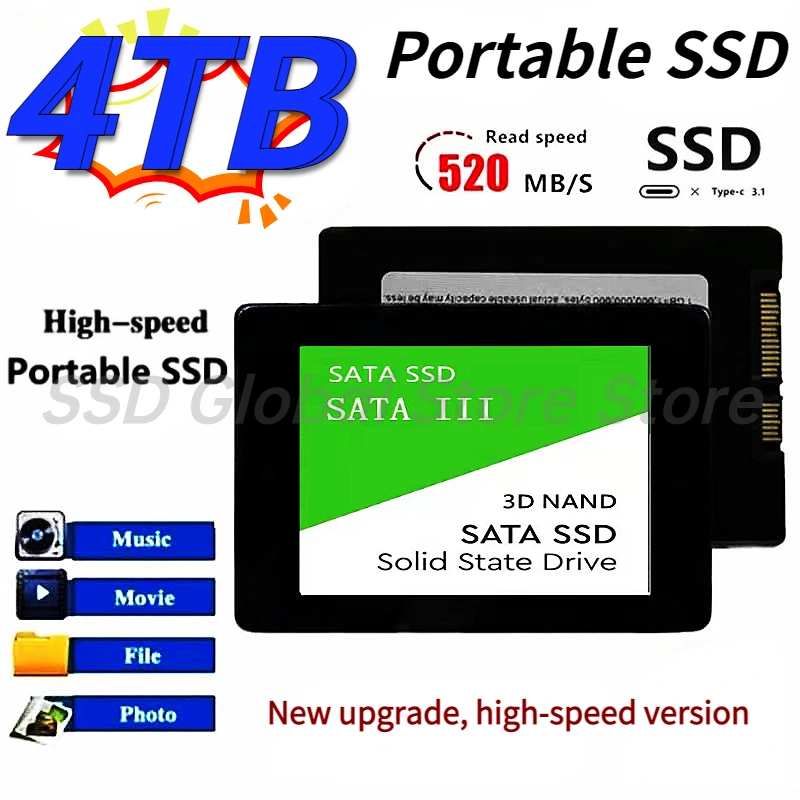 

Portable 100% Original HDD 2.5 Hard Disk SSD 1TB 2TB HD 4TB SATA Disk Internal Hard Drive for Laptop Computer Ssd M2