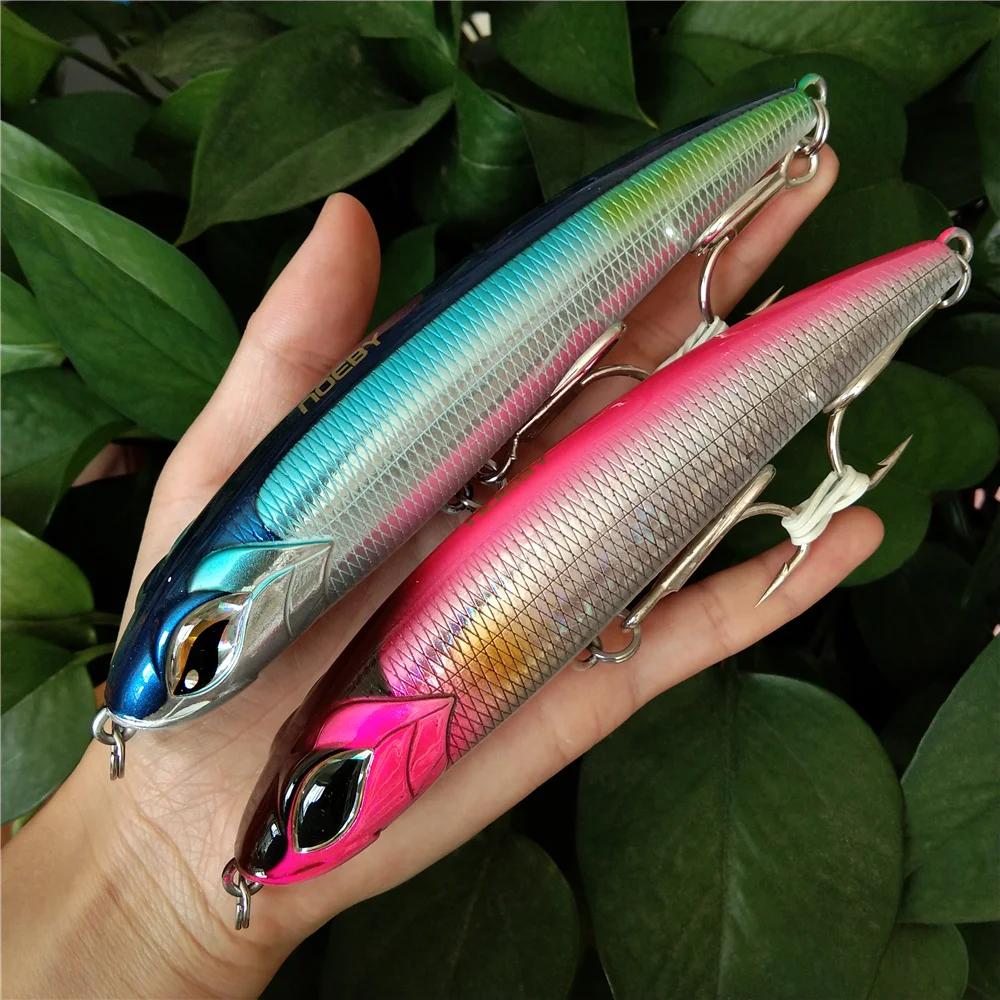 

NOEBY 2pcs New Style 150mm 62g Thru-Wire-Construction Tuna GT Sea Pencil Fishing Lures NBL9493