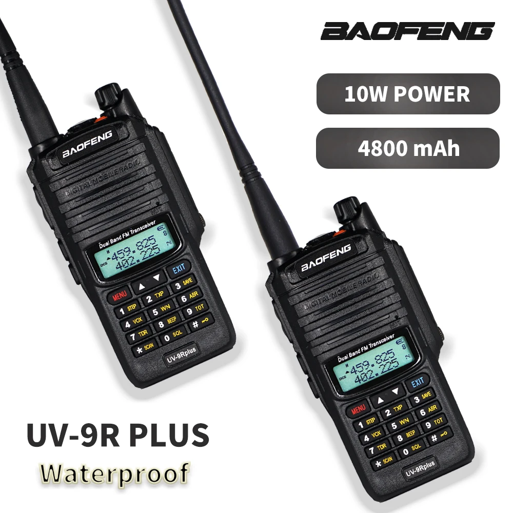 2pcs 10W Baofeng UV-9R plus Walkie Talkie High Power Two Way Ham Radio Portable Dual Band cb Radios Waterproof Hunting Talkie