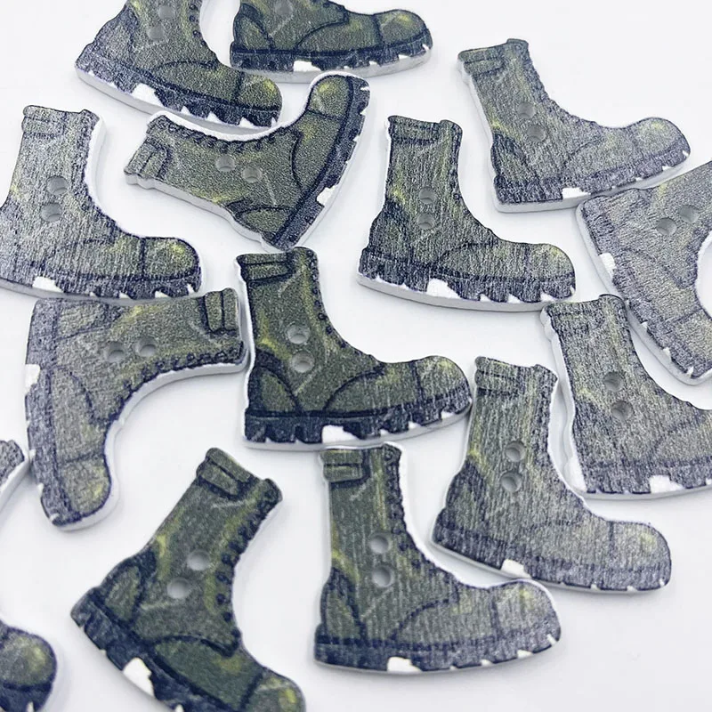 50/100 шт., деревянные пуговицы для детской обуви, 27x25 мм